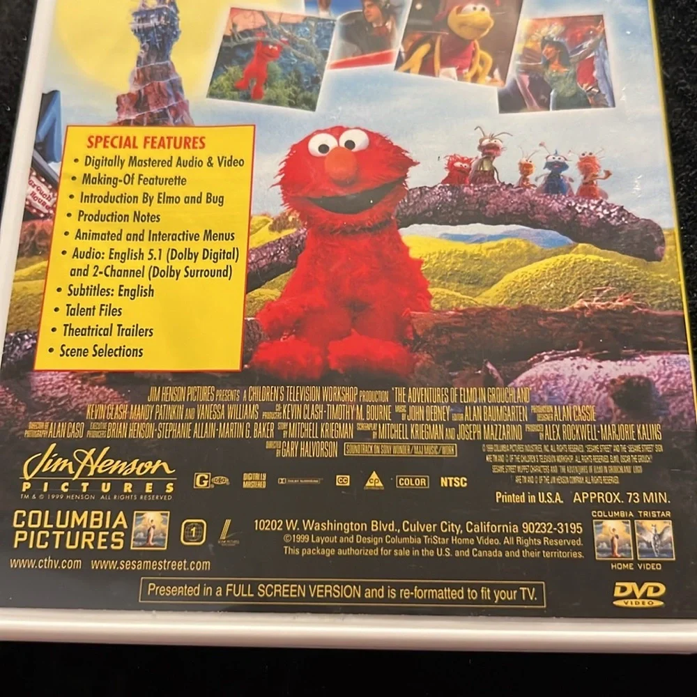 🌞 The Adventures of ELMO in Grouchland Elmo’s 1st movie DVD 73 min Columbia